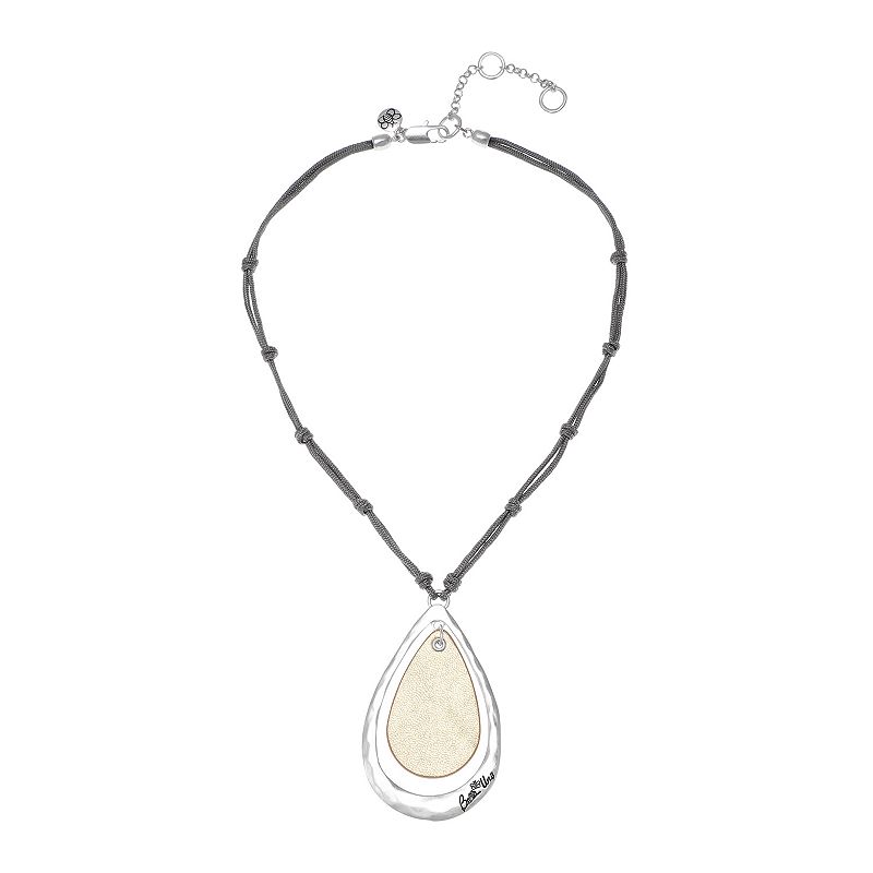 Bella Uno Metallic Double-Oval Pendant Necklace, Womens, Size: 18, Silv