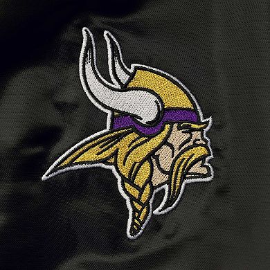 Men's Starter Black Minnesota Vikings Locker Room Satin Varsity Full-Snap Jacket