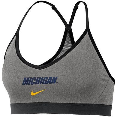 Women's Nike Heathered Gray/Black Michigan Wolverines Static Gray Team Indy Sports Bra