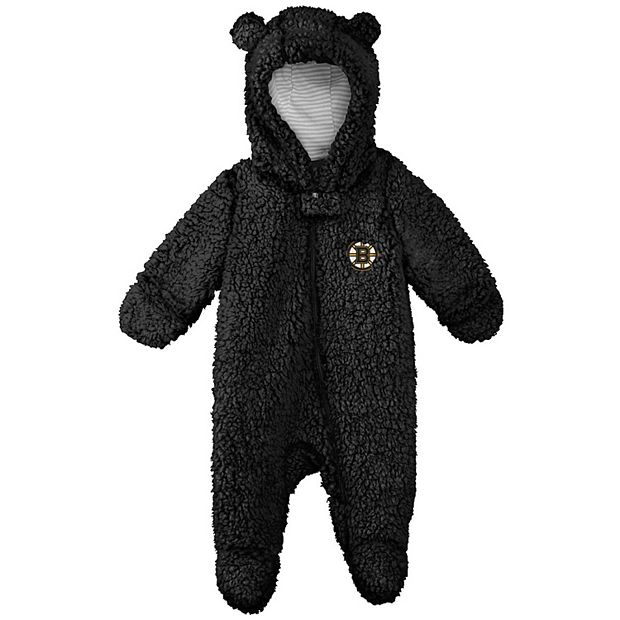 Boston Bruins Newborn & Infant Game Nap Teddy Fleece Bunting Full-Zip  Sleeper - Black