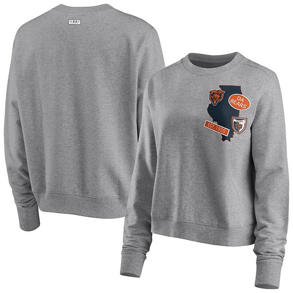 Women's WEAR by Erin Andrews Orange/White Chicago Bears Chunky Script  Wordmark Pullover Sweater