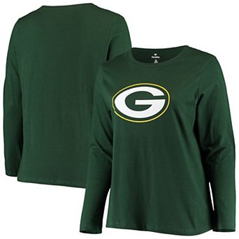 Women's Fanatics Branded Green Green Bay Packers Plus Size Primary Logo Long Sleeve T-Shirt