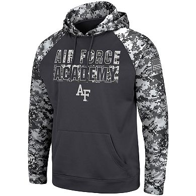 Men's Colosseum Charcoal Air Force Falcons OHT Military Appreciation Digital Camo Pullover Hoodie