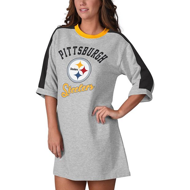 Women's G-III 4Her by Carl Banks Heathered Gray Pittsburgh Steelers  Turnover Tee Dress