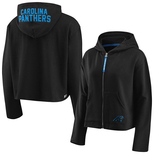 Women's Wear by Erin Andrews Black Carolina Panthers Lace-Up Pullover Hoodie Size: Small