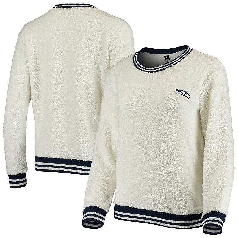Womens Concepts Sport Cream/Navy Seattle Seahawks Granite Knit Pullover Sw