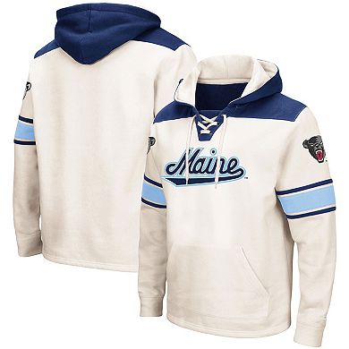Men's Colosseum Cream Maine Black Bears 2.0 Lace-Up Logo Pullover Hoodie