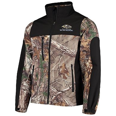 Men's Dunbrooke Realtree Camo/Black Baltimore Ravens Circle Hunter Softshell Full-Zip Jacket