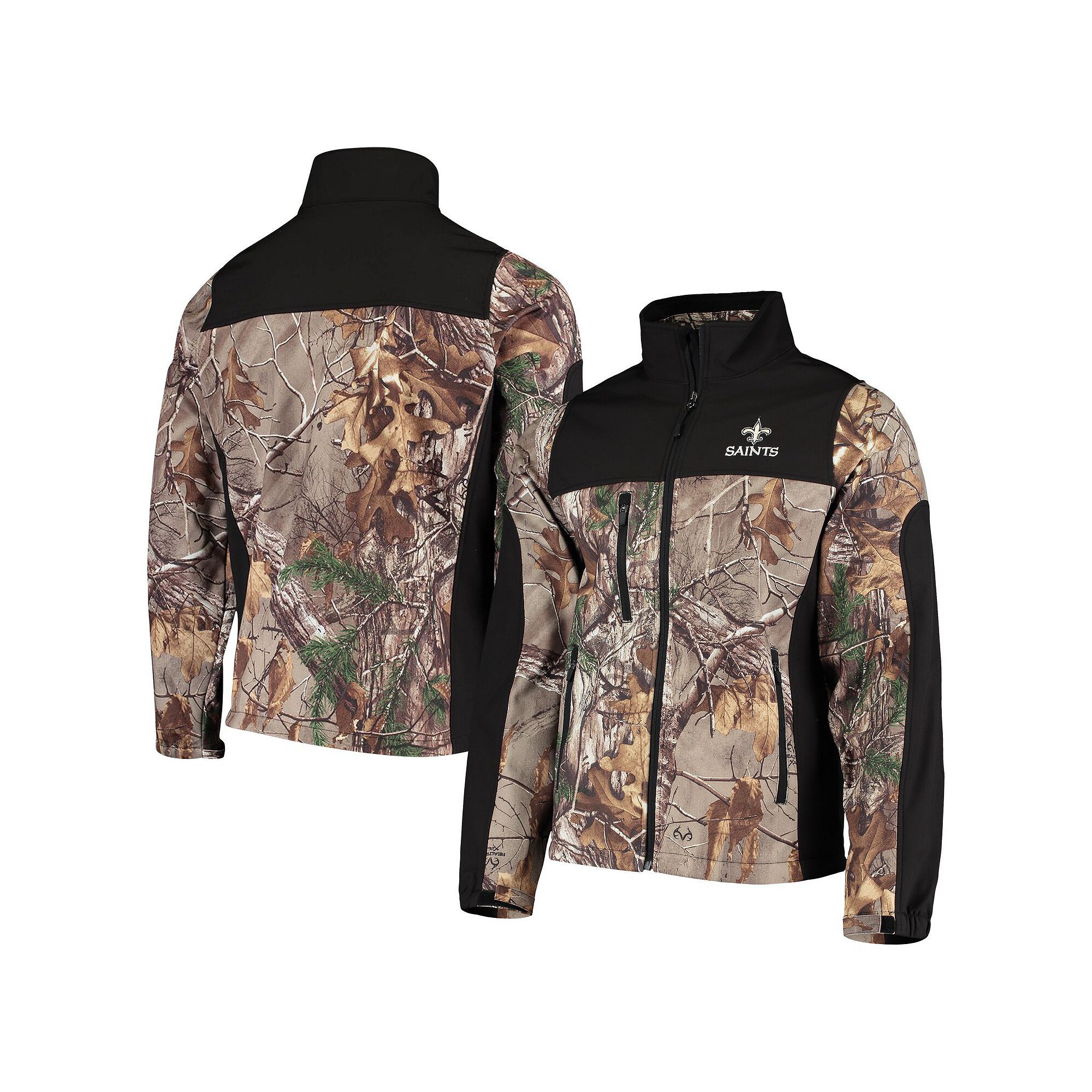 Mens Dunbrooke Realtree Camo/Black New Orleans Saints Circle Hunter Softsh