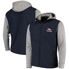 Men's New Era Navy Denver Broncos Combine Authentic O-Line Raglan Half-Zip  Jacket