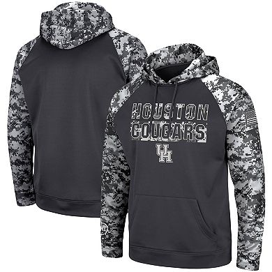 Men's Colosseum Charcoal Houston Cougars OHT Military Appreciation Digital Camo Pullover Hoodie