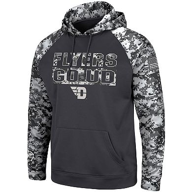 Men's Colosseum Charcoal Dayton Flyers OHT Military Appreciation Digital Camo Pullover Hoodie