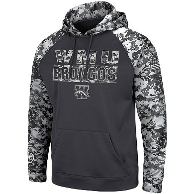 Men's Colosseum Charcoal Western Michigan Broncos OHT Military Appreciation Digital Camo Pullover Hoodie