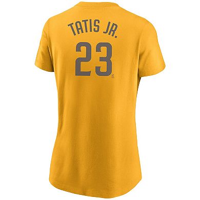 Women's Nike Fernando TatÃ­s Jr. Gold San Diego Padres Name & Number T-Shirt
