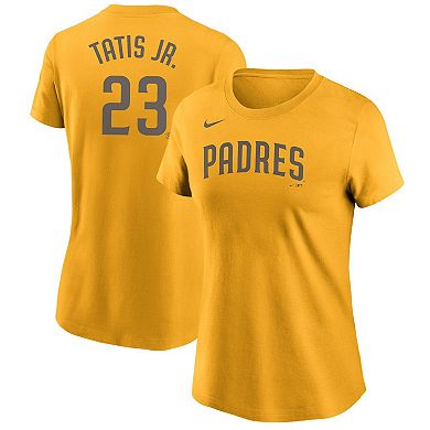 Women's Nike Fernando TatÃ­s Jr. Gold San Diego Padres Name & Number T-Shirt