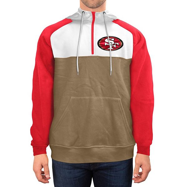 Men S New Era Gold White San Francisco 49ers Gametime Quarter Zip Hoodie Jacket