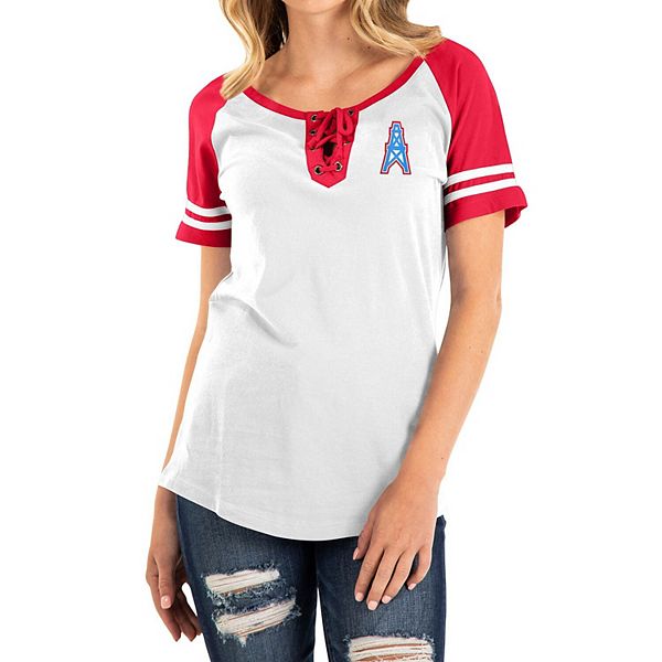 Women's New Era Red Kansas City Chiefs Raglan Lace-Up T-Shirt