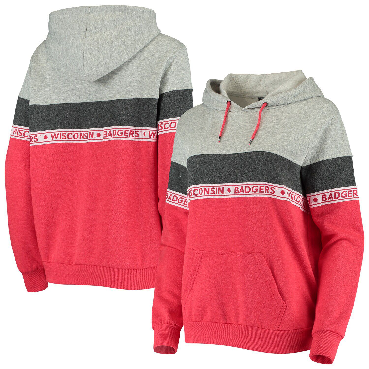 gray and red hoodie