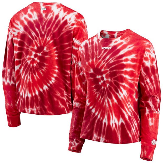 Women's WEAR By Erin Andrews Red Kansas City Chiefs Tie Dye Long Sleeve T- Shirt