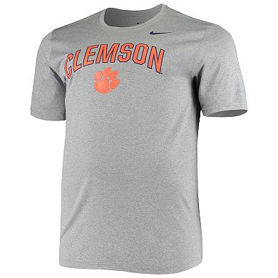 Men's Nike Heathered Charcoal Clemson Tigers Big & Tall Legend Arch Over Logo Performance T-Shirt