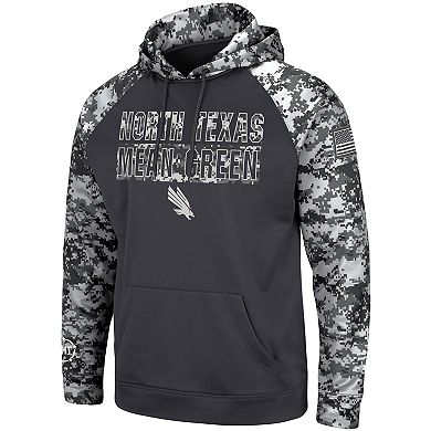 Men's Colosseum Charcoal North Texas Mean Green OHT Military Appreciation Digital Camo Pullover Hoodie