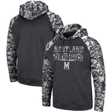 Men's Colosseum Charcoal Maryland Terrapins OHT Military Appreciation Digital Camo Pullover Hoodie