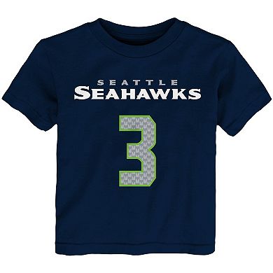 Toddler Russell Wilson College Navy Seattle Seahawks Mainliner Player Name & Number T-Shirt