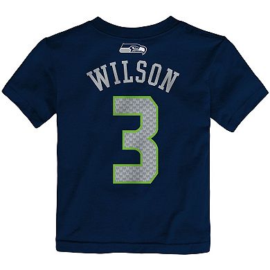 Toddler Russell Wilson College Navy Seattle Seahawks Mainliner Player Name & Number T-Shirt
