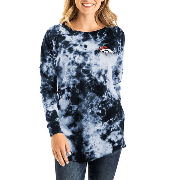 Women's New Era Navy Denver Broncos Tie-Dye Long Sleeve T-Shirt