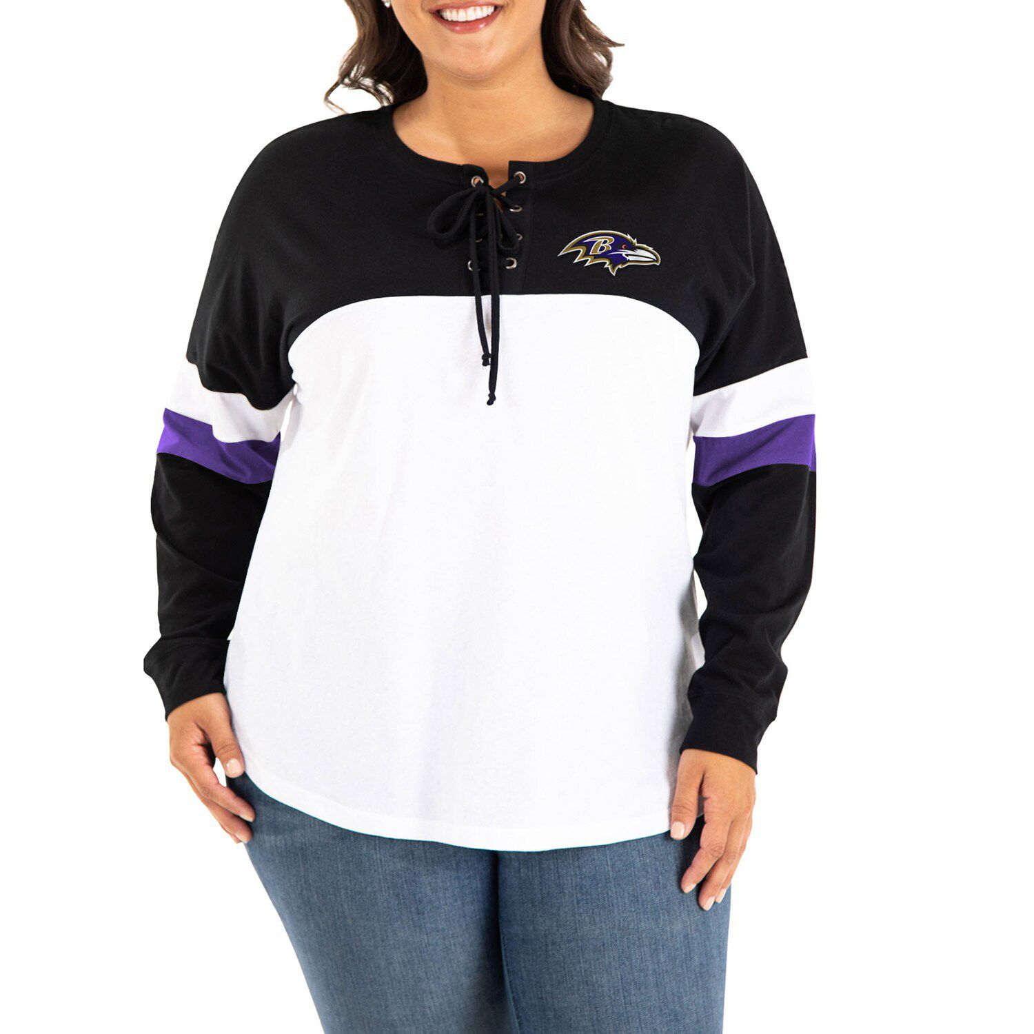 9820-8 Womens NFL Apparel BALTIMORE RAVENS PLUS SIZE Thermal Jersey SHIRT