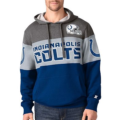 Men's Starter Heathered Gray/Royal Indianapolis Colts Extreme Fireballer Pullover Hoodie