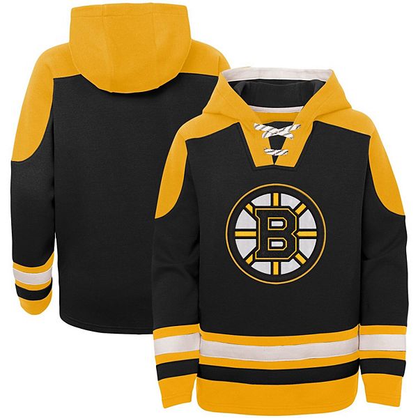 Boston Bruins NHL Old Time Hockey Hoodie Sweatshirt (Youth XL) Black/Yellow