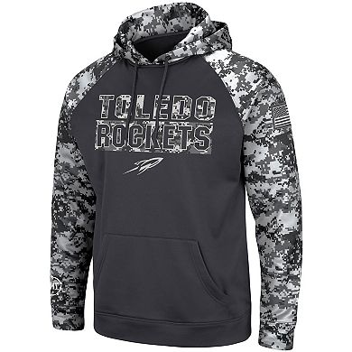 Men's Colosseum Charcoal Toledo Rockets OHT Military Appreciation Digital Camo Pullover Hoodie