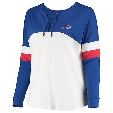 Women's New Era Royal/White Buffalo Bills Plus Size Athletic Varsity Lace-Up Long Sleeve T-Shirt