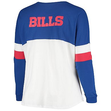 Women's New Era Royal/White Buffalo Bills Plus Size Athletic Varsity Lace-Up Long Sleeve T-Shirt