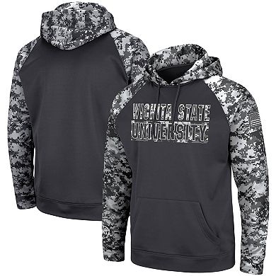 Men's Colosseum Charcoal Wichita State Shockers OHT Military Appreciation Digital Camo Pullover Hoodie