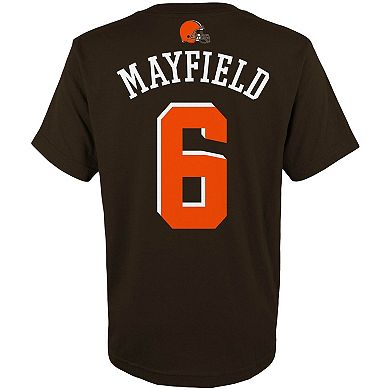 Youth Baker Mayfield Brown Cleveland Browns Mainliner Player Name & Number T-Shirt