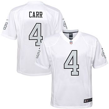 NWT Nike Derek Carr Las Vegas Raiders #4 White Silver Color Rush
