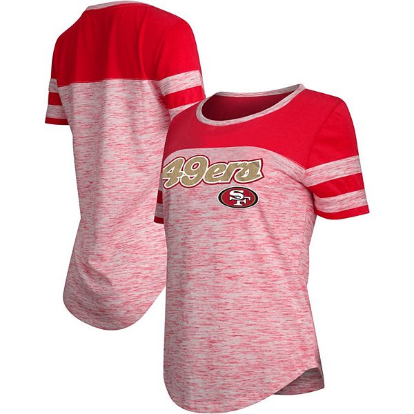 Women's New Era Scarlet San Francisco 49ers Glitter Gel T-Shirt