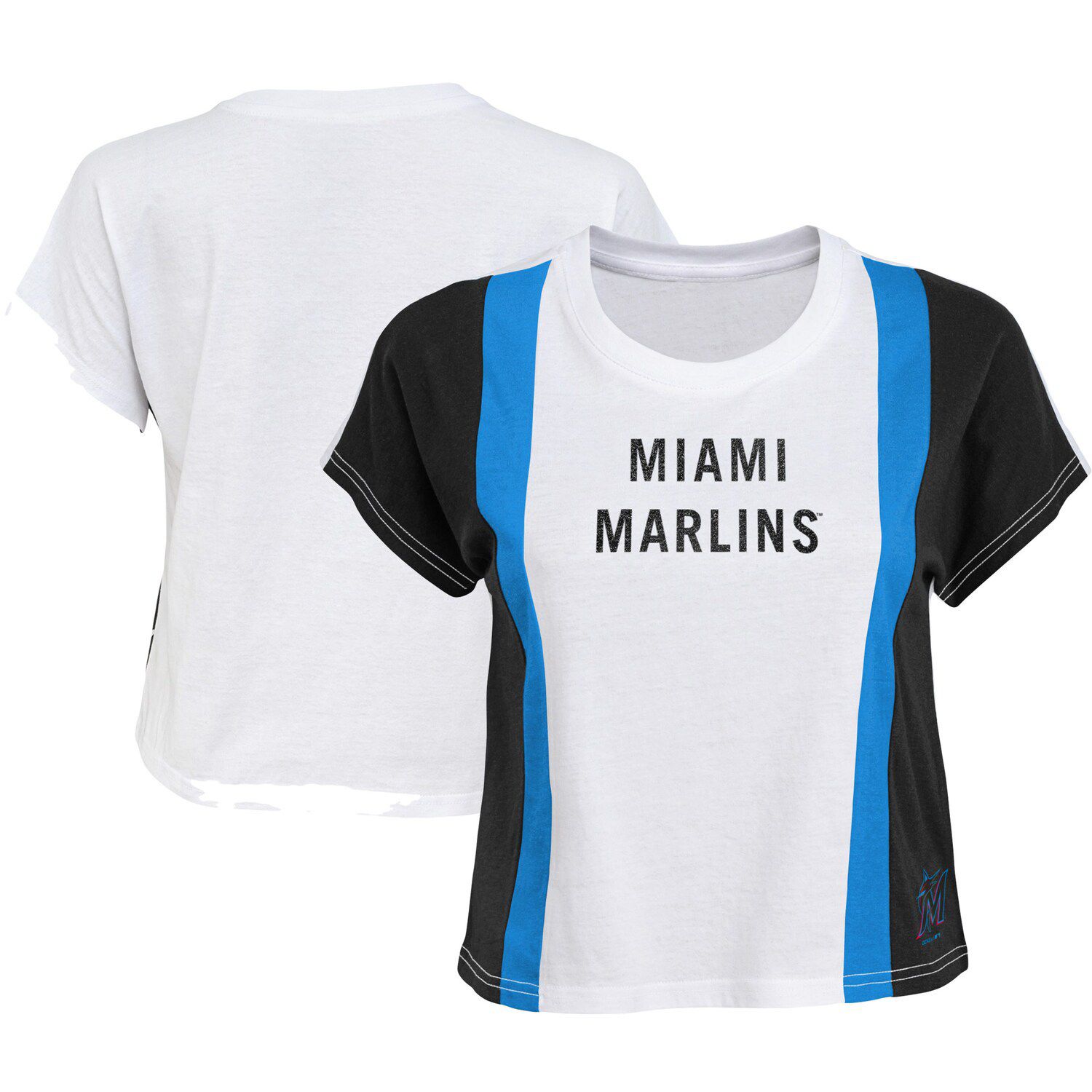 Girls Youth Miami Marlins New Era Pink Jersey Stars V-Neck T-Shirt