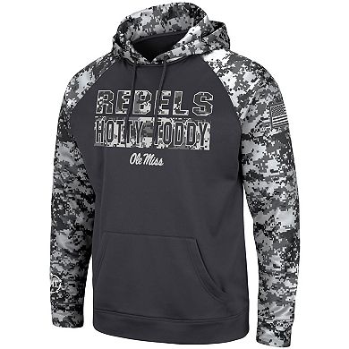 Men's Colosseum Charcoal Ole Miss Rebels OHT Military Appreciation Digital Camo Pullover Hoodie