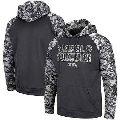 Men's Colosseum Charcoal Ole Miss Rebels OHT Military Appreciation Digital Camo Pullover Hoodie