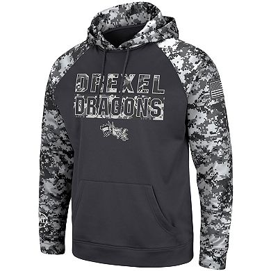 Men's Colosseum Charcoal Drexel Dragons OHT Military Appreciation Digital Camo Pullover Hoodie