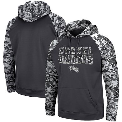 Men's Colosseum Charcoal Drexel Dragons OHT Military Appreciation Digital Camo Pullover Hoodie