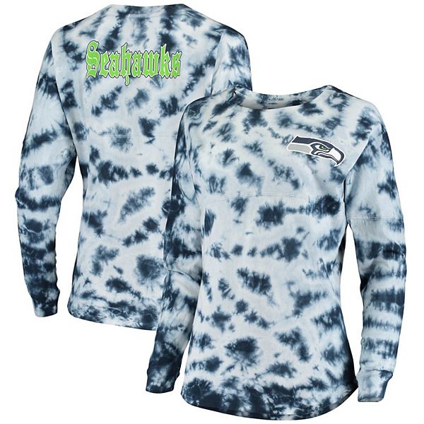 Women's Seattle Mariners New Era Navy Tie-Dye Cropped Long Sleeve T-Shirt