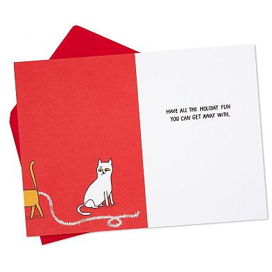 Hallmark Shoebox Funny Cat & Tinsel Christmas Card