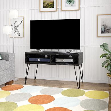 Novogratz Athena Black Faux Marble TV Stand