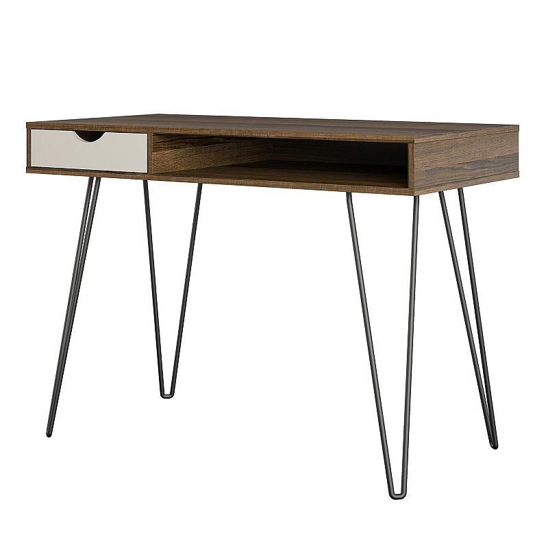 Novogratz Concord Computer Desk with Storage  Brown Oak/Gray