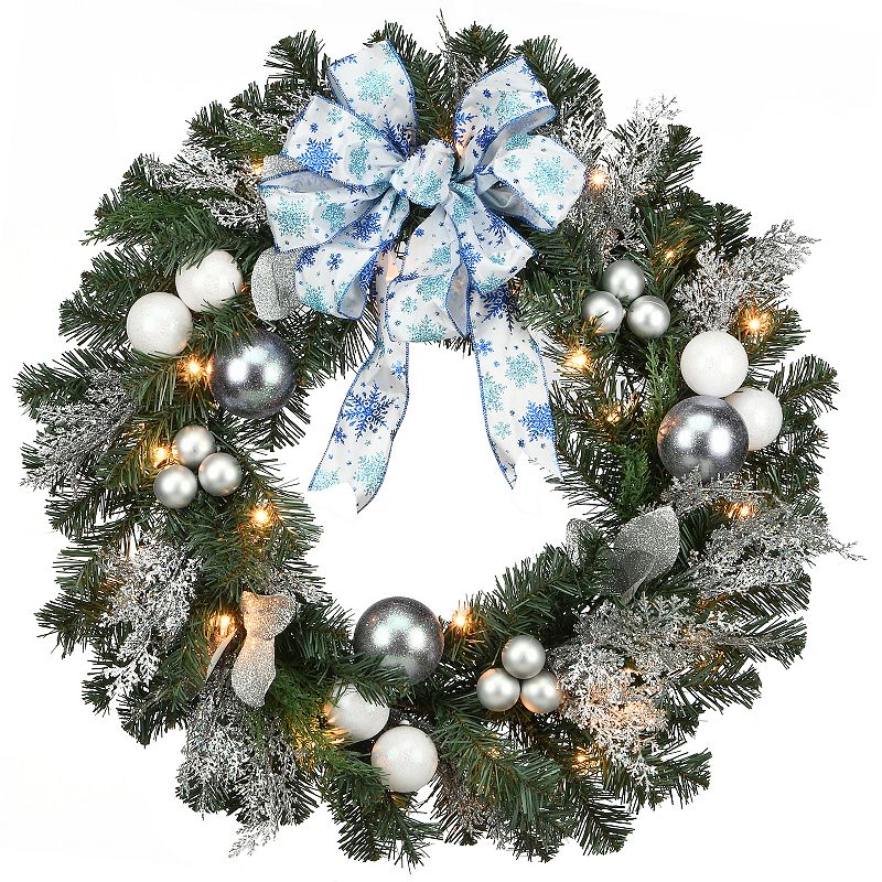National Tree Company 32-in. Light-Up Snowflake Ornament Artificial Wreath,