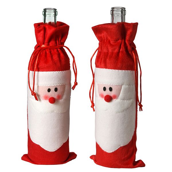 Christmas Santa Tree Bottle Cover Bags Sets New Year Xmas Bottle Table Decor 